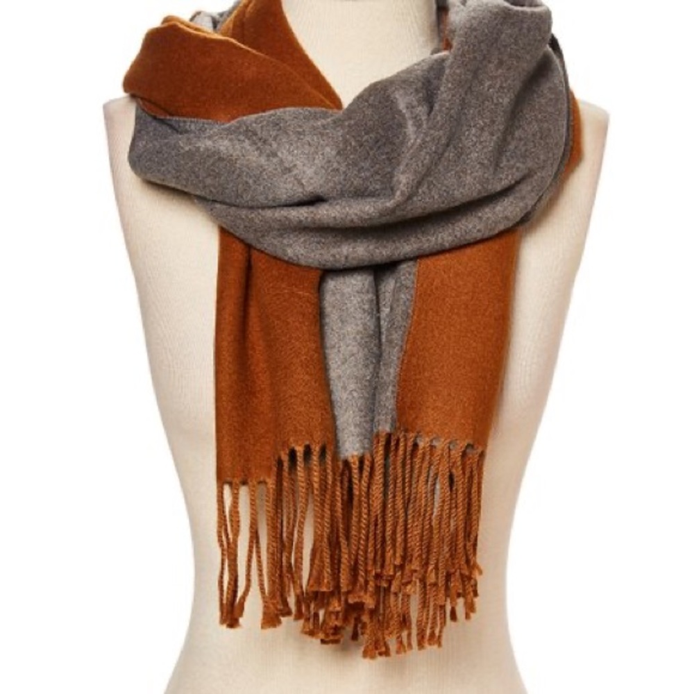 Charcoal & Brown Honeybun Reversible Scarf